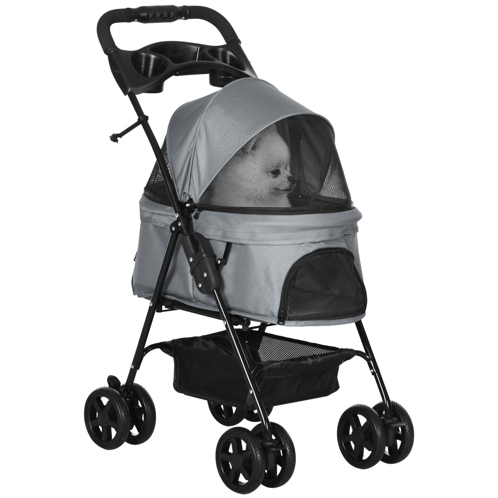 PawHut Foldable Dog Stroller with 4 Wheels