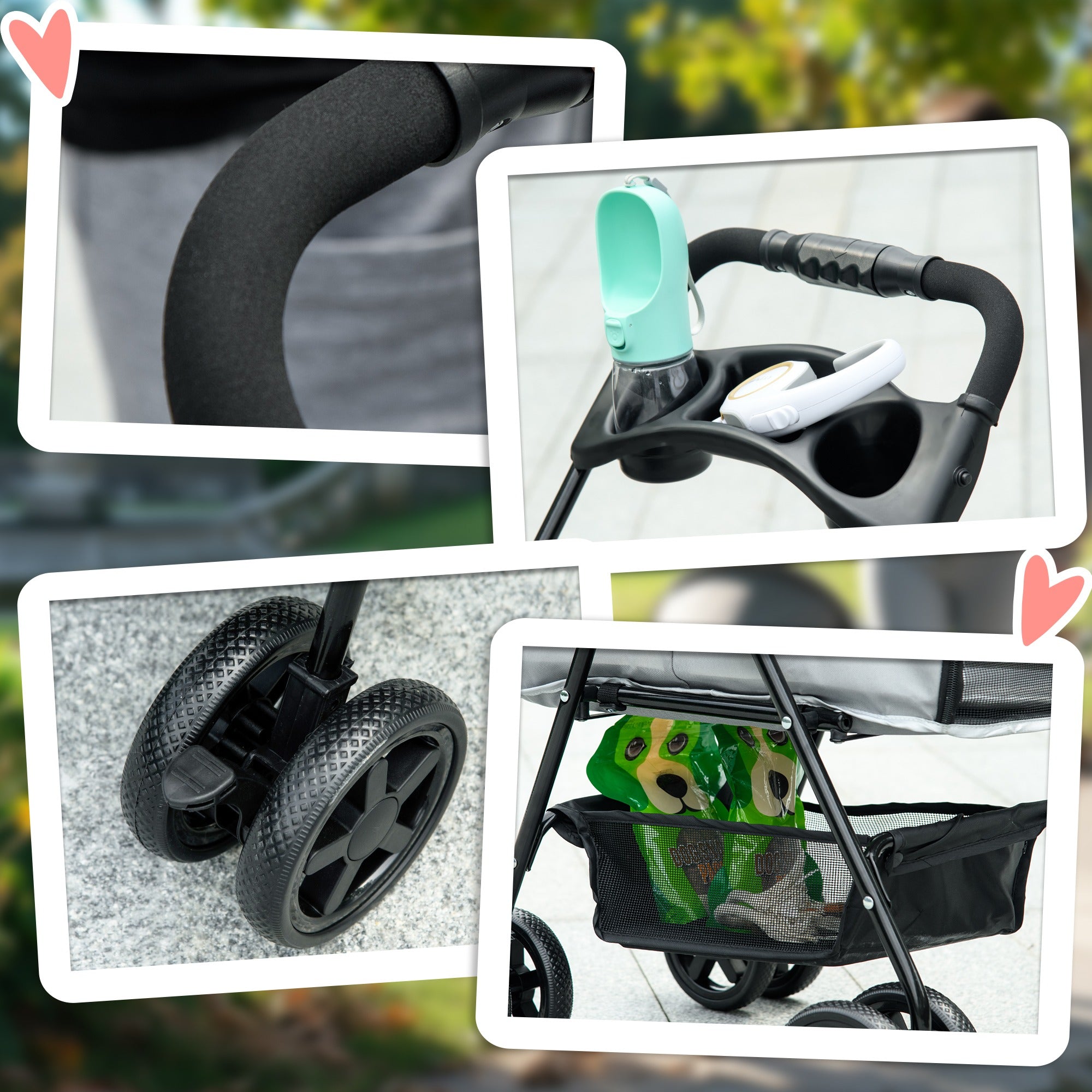 PawHut Foldable Dog Stroller with 4 Wheels