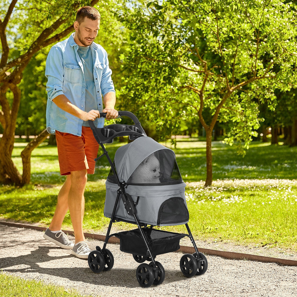 PawHut Foldable Dog Stroller with 4 Wheels