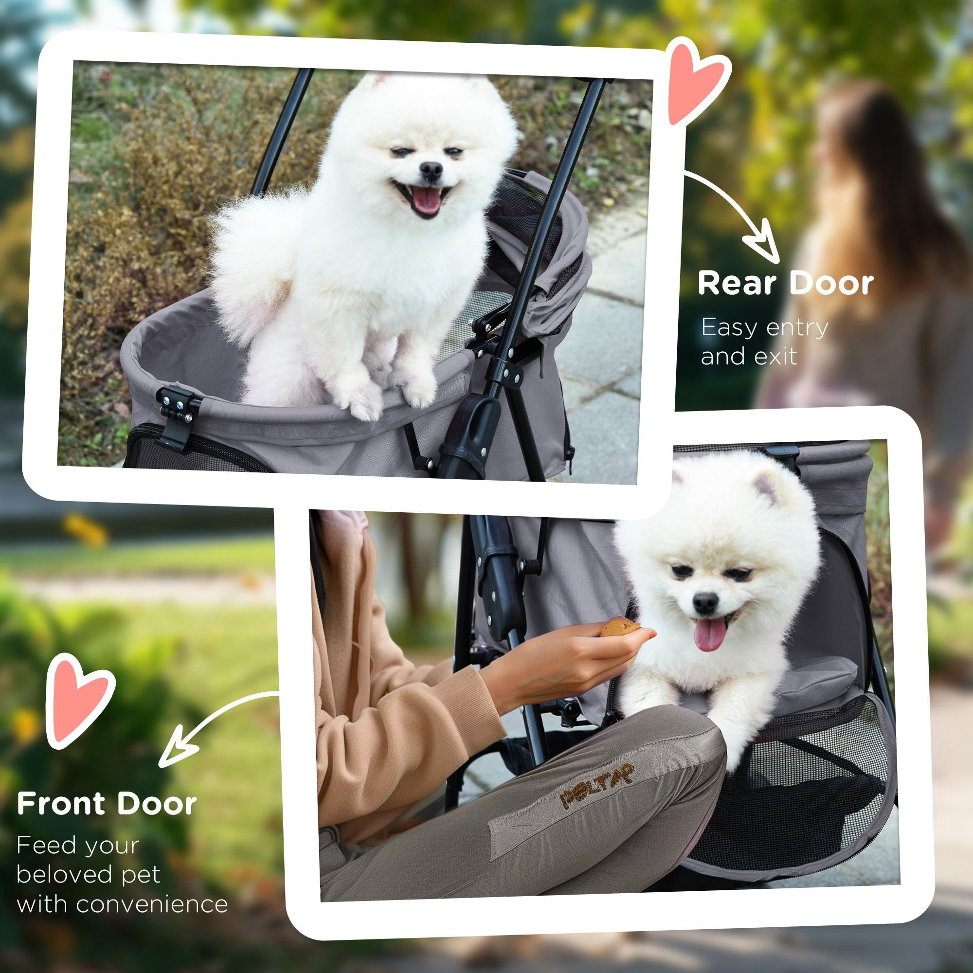 PawHut Foldable Dog Stroller with 4 Wheels